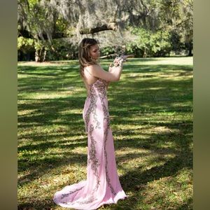 size 0, prima from ash and ts, pink and gold.